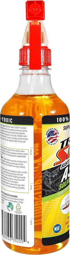 Trick Shot Asphalt Solvent and Cleaner - USDA Biobased Industrial Degreaser for Paving Equipment & Tools, Heavy Duty Formula, Food Grade Tar Remover & Bitumen Remover, Made in USA - 16 Fl Oz 6-Pack