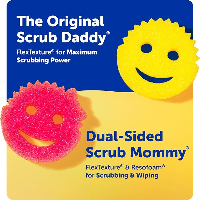 Scrub Daddy Sponges & PowerPaste XL Value Pack - 4 Scrub Daddy Multipurpose Dish Sponges & PowerPaste XL All-Purpose Cleaning Paste - Scratch-Free, Multi-Surface Household Cleaning Supplies Kit (5ct)