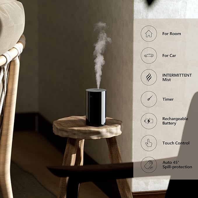 Airversa AN8 Waterless Essential Oil Diffuser Starter Kit, White | 2X20 mL W+WST Hotel Scent Fragrance Oil, Up to 600 sq ft, Battery Operated, Portable for Home Car Office, AN8Kit-2x20-W