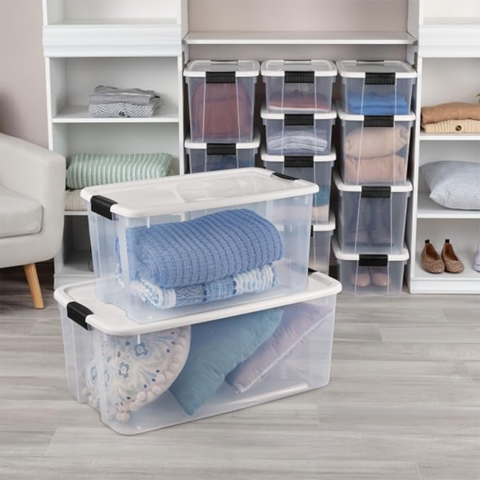 Sterilite 70 Qt Ultra™ Latch Box, Durable Clear Storage Bin w/ Lid, 6 Pack