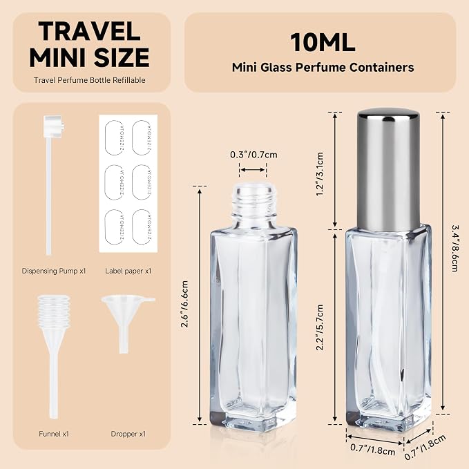 Perfume Travel Refillable 5 Pack 10ml Leak Proof Travel Perfume Bottles | Leak Proof Glass, Easy Refill, TSA Friendly Size, Fine Mist Spray Perfume Atomizer Ideal for Travel, Purse and Daily Carry