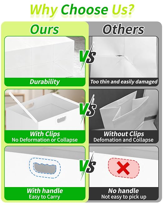 Kaiferty 30 Gallon Disposable Trash Cans for Parties, 2 Pack Extra Large Collapsible Pop Up Trash Can with Handles, Portable Cardboard Garbage Can & Recycling Bin for Party Kitchen Camping, White