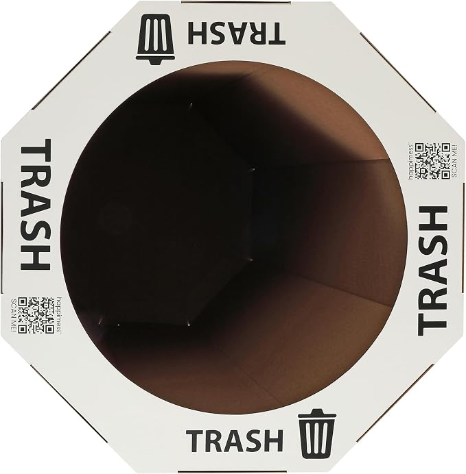 happimess Fleur 25 Gal Trash Can Bin, Bridal Ivory, Set of 2 | Event Recycling, Traditional Classic Disposable Corrugated Cardboard, 32" Height, 16" Width, 16" Depth