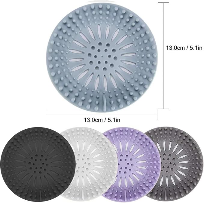 Gotega 5 Pack Bathroom Sink Drain Strainers, Hair Catcher for Shower | Sink Hair Catcher Shower Drain Durable Silicone Hair Stopper Shower Drain Cover Hair Trap, Bathroom Sink Replacement