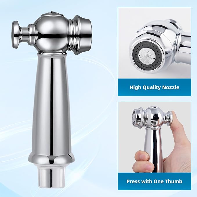 Universal Kitchen Sink Side Sprayer Head with Hose/Holder/Adapters, Chrome | NSF/ANSI/CAN 372 Certified, Sink Faucet Sprayer Attachment Compatible with Moen/Delta, Side Sprayer Head with Quick Connector