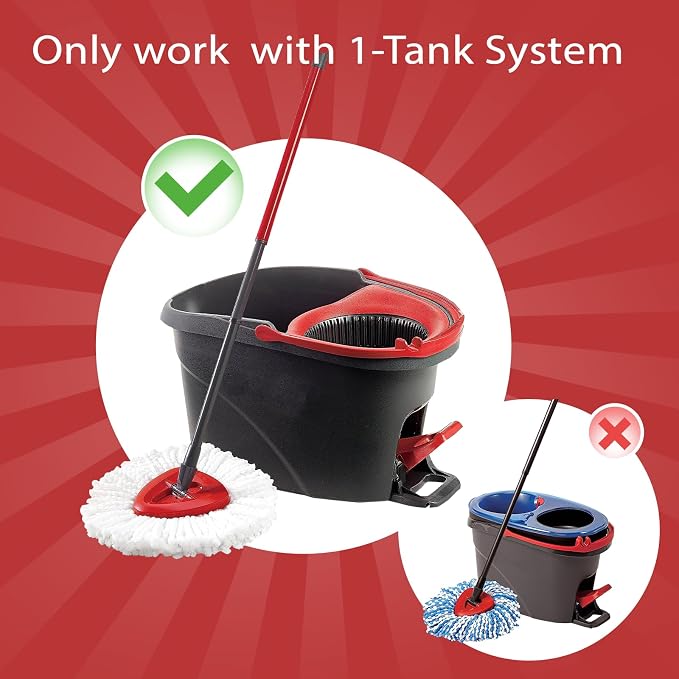 4 Pack Mop Replace Head | Spin Mop Replacement Head Easywring 1-Tank System, Easy Cleaning, Microfiber, Machine Washable