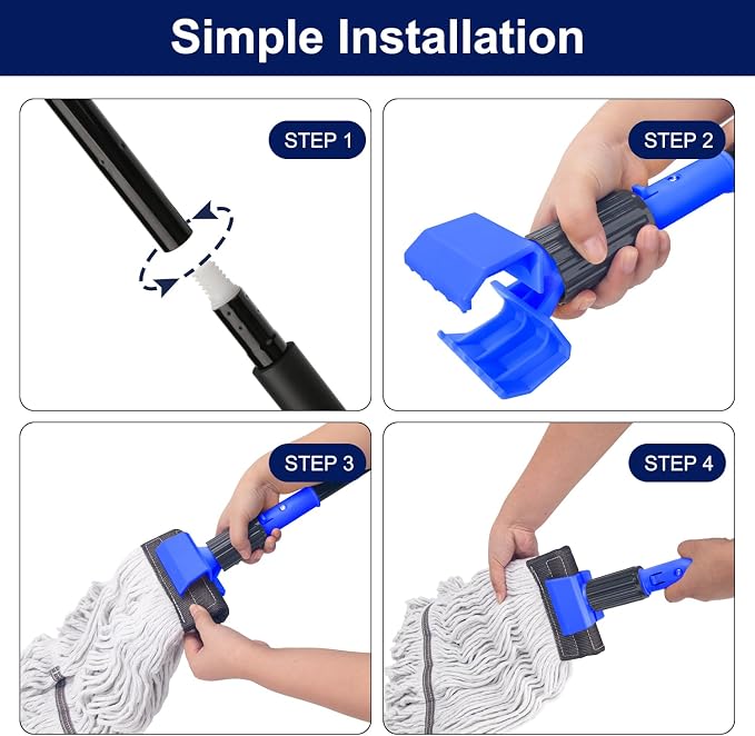 KeFanta Heavy Duty Mops for Floor Cleaning,60" Commercial Industrial Mop | Long Handle, Looped-End String Cotton Wet Mop for Home, Kitchen, Garage, Office and Concrete/Tile Floor