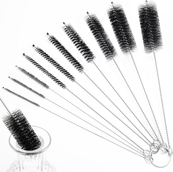 Straw Cleaner Brush, 10 Pieces 8.2 Inch Bottle Brush, Nylon Tube Brushes Kit for Reusable Drinking Straws, Sippy Cup, Tumbler, Water Bottle