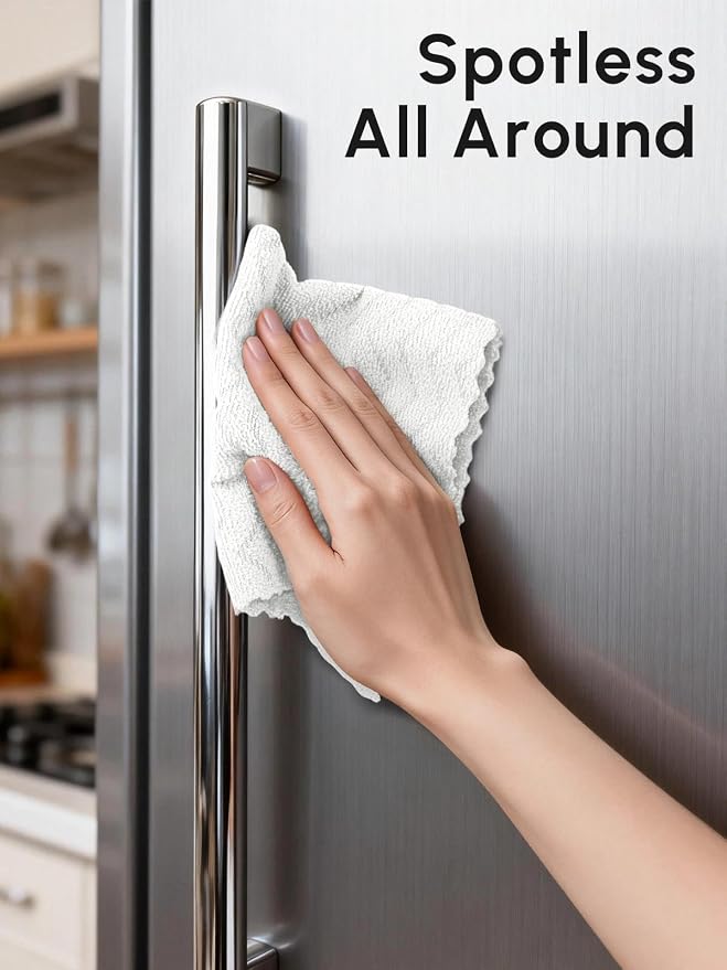 Microfiber Cleaning Cloths Roll 75 Pack 12x12 Inch Lint Free | Tear away design, lint free, washable, scratch free, ultra absorbent, for dish rags and household cleaning, White color