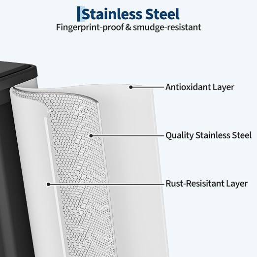 Jojoka Dual Trash Can for Kitchen Recycling and Trash, 16-Gallon Stainless Steel Double Garbage Bin with Lid and Foot Pedal, Soft Close, Removable Compartments for Waste Separation, Home Organization