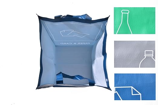 Reusable Recycling Bin Bags, 3-Pack Indoor and Outdoor Separate Waste Sorting Organizer Compartment Container, Waterproof Recycle Bins for Kitchen Home Office
