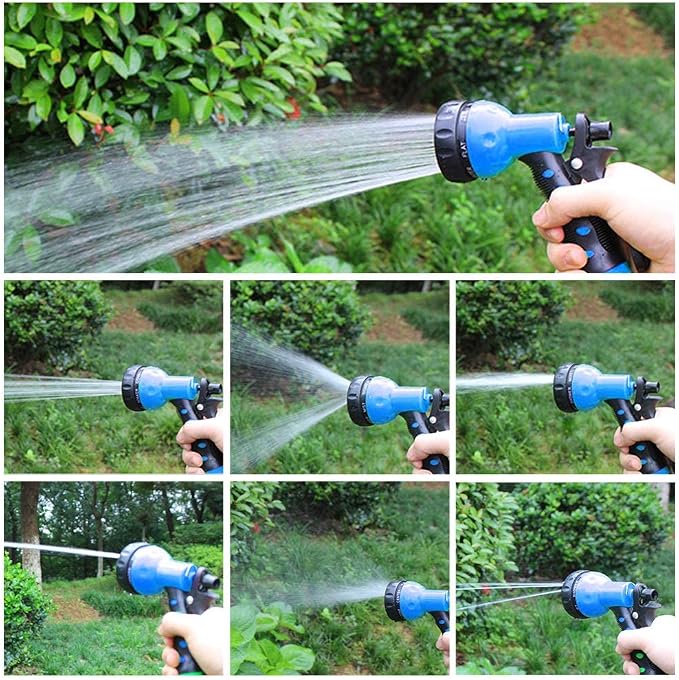Recoil Garden Hose 25FT EVA Water Hose with 7-Pattern Spray Nozzle,Curly Self Coiling Lightweight Garden Hose,Retractable Drinking Water Safe Garden Coil Hose for Lawn Patio (blue)