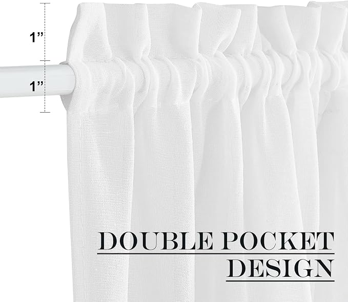 NICETOWN Door Curtain for Window Light Filtering Privacy French Door Shade | Rod Pocket, French Door Shade for Kitchen Bathroom, White Sheer Front Back Curtin Blinds, 36 x 72 inch, 1 PC