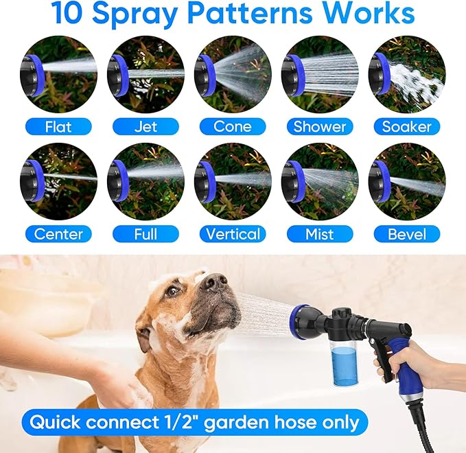 Dog Shower Attachment Water Hose Nozzle Sprayer Set | with Metal 3-Way Diverter & 6.6 Ft Long Hose, Tub Faucet for Shower Arm Easy Faucet Pup Pet Bathing Sprayer Washer Kit