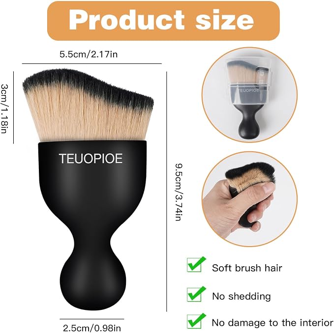 Car Detailing Brush for Interior Dusting and Air Vents,BK Brown | Soft synthetic bristles clean dashboards, vents, and consoles. Lightweight PP handle is suitable for dry or wet use.