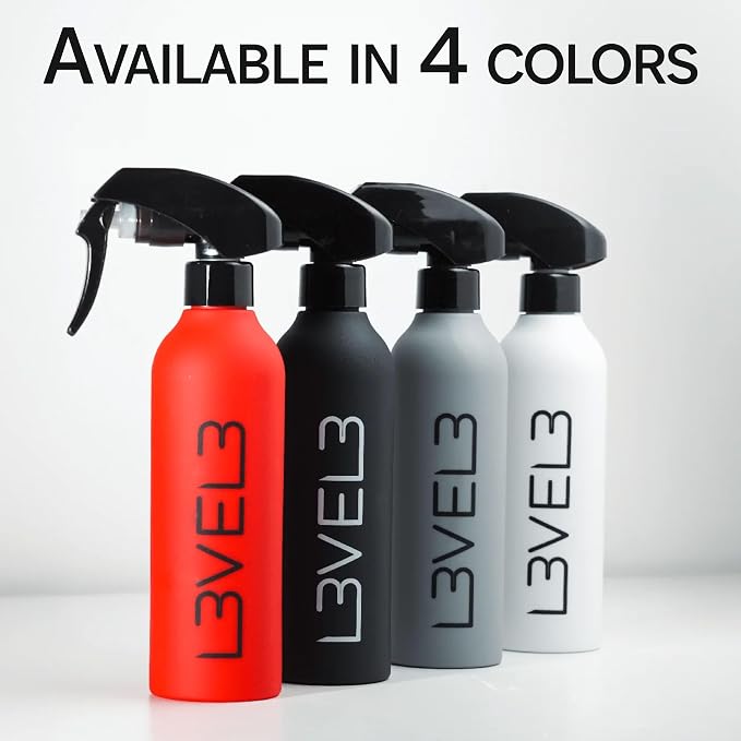 L3 Level 3 Rubberized Fine Mist Spray Bottle for Barbers, Rubber Grip | Precise fine-mist spray, controlled styling application, professional-grade for hair stylists, barber water spray bottle