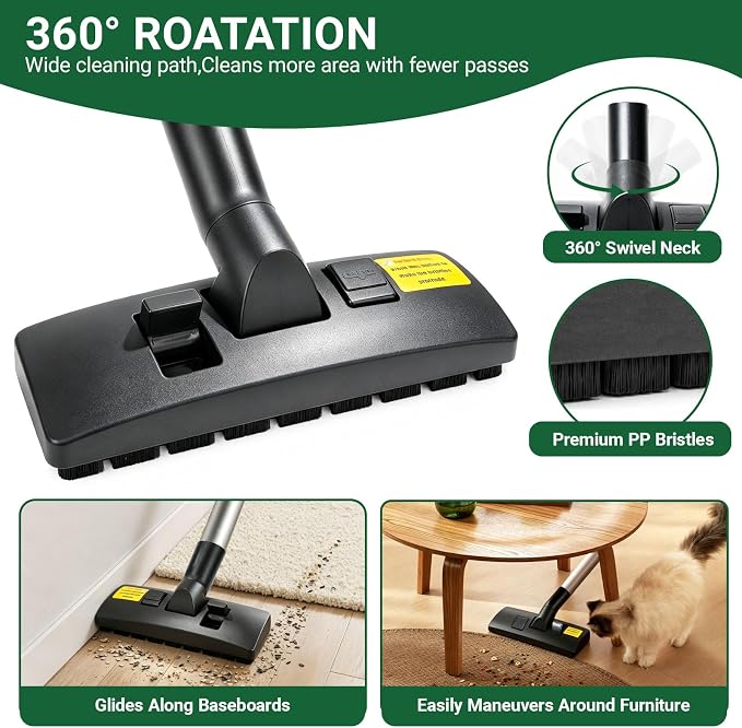 EZ SPARES 1-1/4" Vacuum Brush for Hardwood & Carpet | Universal 2-in-1 flip head. Fits Hoover, Eureka, Rainbow, Shop Vac, Bissell, Kenmore & most brands via included adapter.