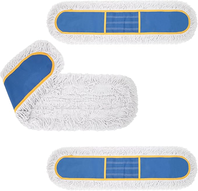 KeFanta 24" Commercial Dust Mop Replacement Heads,3 Pack Reusable Pads | Industrial Washable Cotton Dust Mop Refill for Floor Cleaning & Janitorial Supplies,Only Compatible with Kefanta Dust Mops