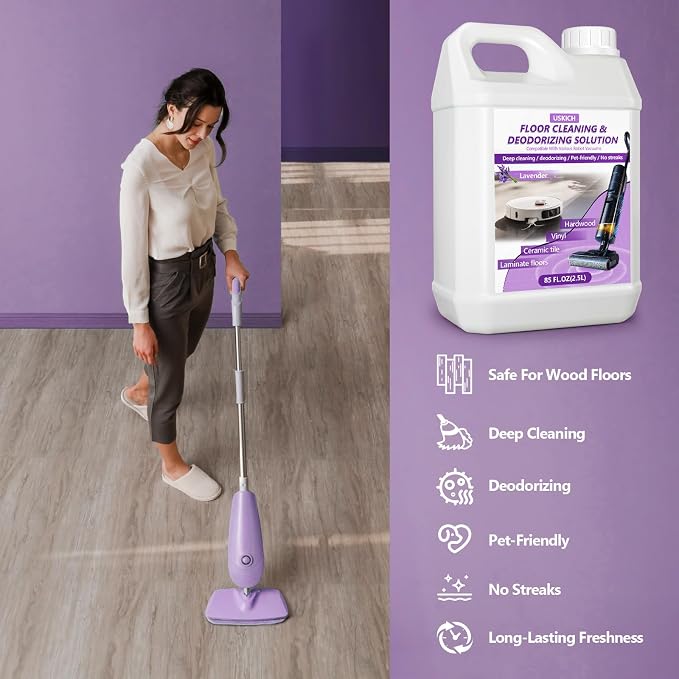 Floor Cleaning Solution- 85 FL OZ-Floor Cleaner for Mopping with Tineco,Deep Cleaning &Deodorizing for Roborock,Compatible with Saros Series,S8/S7 Series,Q Revo/Q Series,iFLOOR Series Wet Dry Vacuum