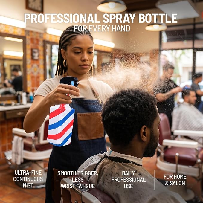 STUDIO LIMITED Barber Spray Bottle Barber Stylist Fine Mist Sprayer Refillable Hair Spray Bottles Mist (Stripe 500ml/16.9oz)