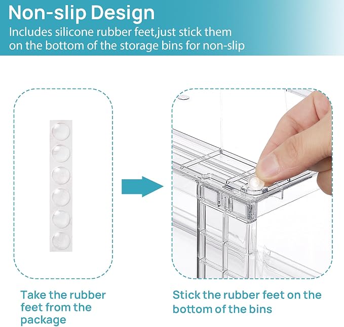 Vtopmart Clear Stackable Storage Drawers, 6 Pack Wide Tall Set | Wide and Tall Pull-Out PET Drawers with Stackable Design for Maximizing Space in Cabinets, Closets, Pantry