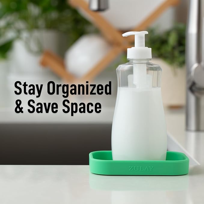 Zulay Kitchen Small Silicone Sponge Holder (4.9x3.3”) – Space-Saving Sink Organizer Tray for Sponge, Soap, Brush & More – Compact Non-Slip Dish for Kitchen & Bathroom (Carnival Glass)