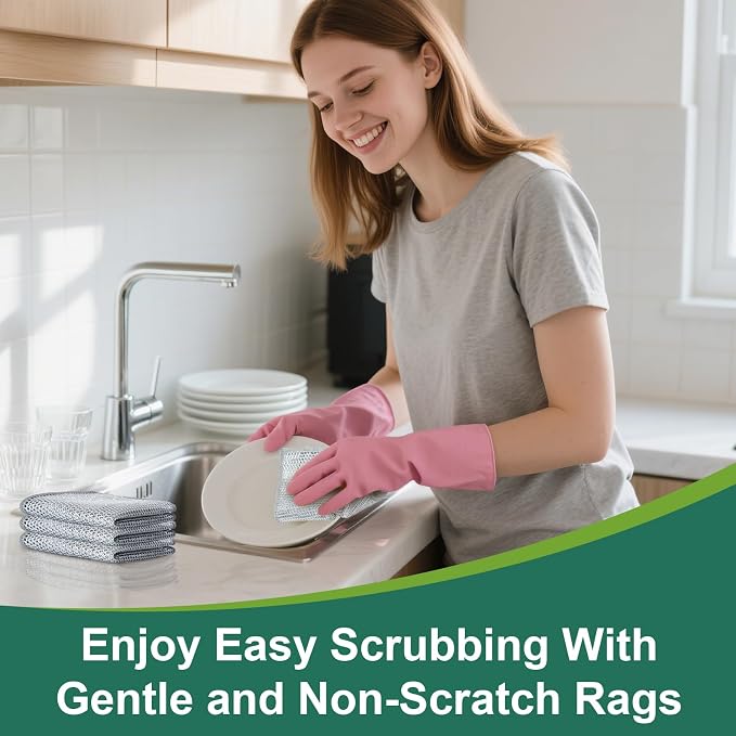 Cleaning Rags, Dish Scrubbers, Mesh Cleaning Cloths, 24 PCS (7.87X7.87) | Non-scratch, reusable, ample supply, cuts rust & grease, multipurpose