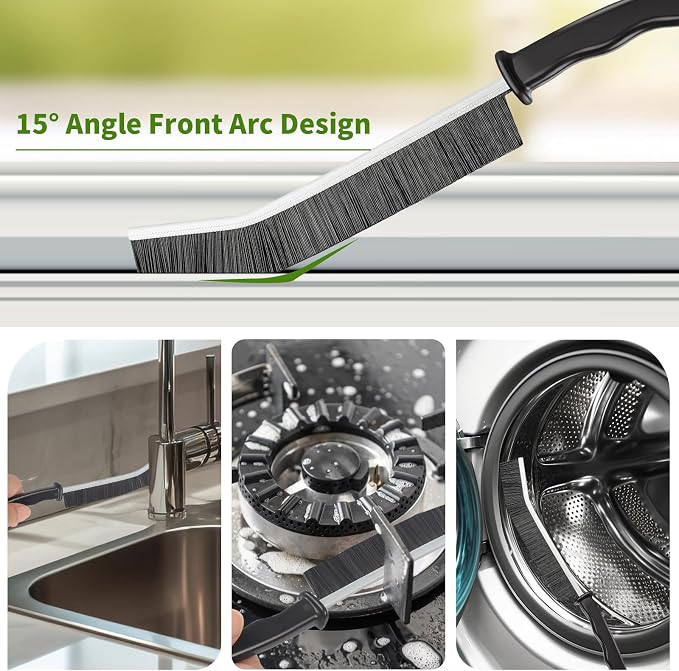 Tedmax 8Pack Crevice Cleaning Brush Set | Durable brushes scraper set for tile grout,sinks, narrow gaps.Effectively removes tough grime,dirt limescale buildup.