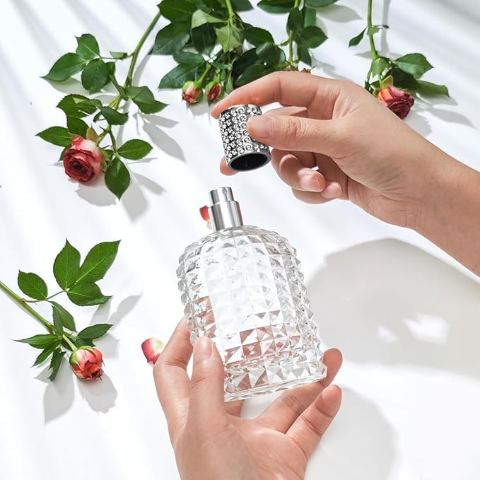 100ml/3.4Oz Glass Spray Perfume Bottle Empty Cologne Atomizer | Refillable Perfume Spray Bottle Container with 3 Kinds of Dispenser