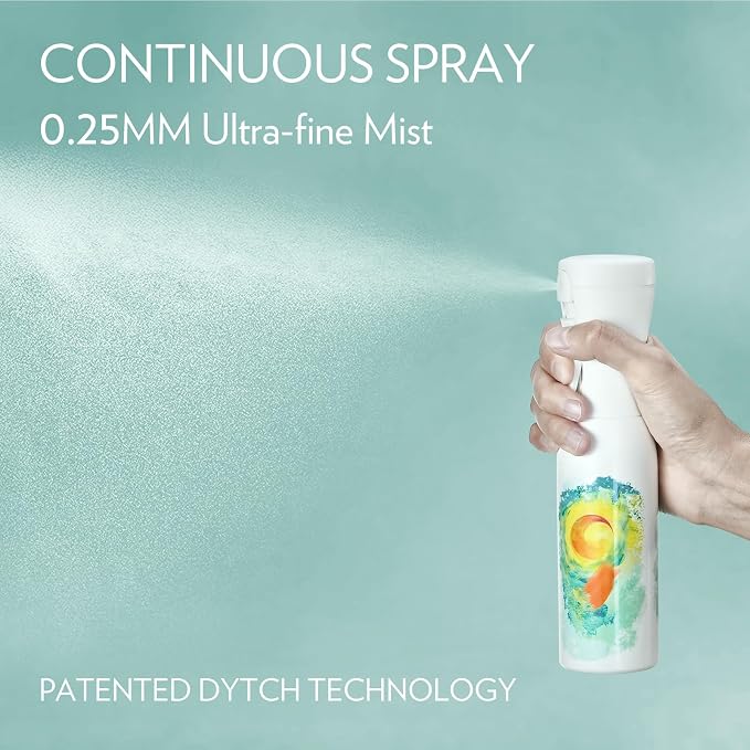 FLAIROSOL InspireArt Continuous Ultra Fine Spray Bottle, 6.8oz, White/Green | Patented technology, for hairstyling, cleaning & arts and crafts use, versatile water spray bottle
