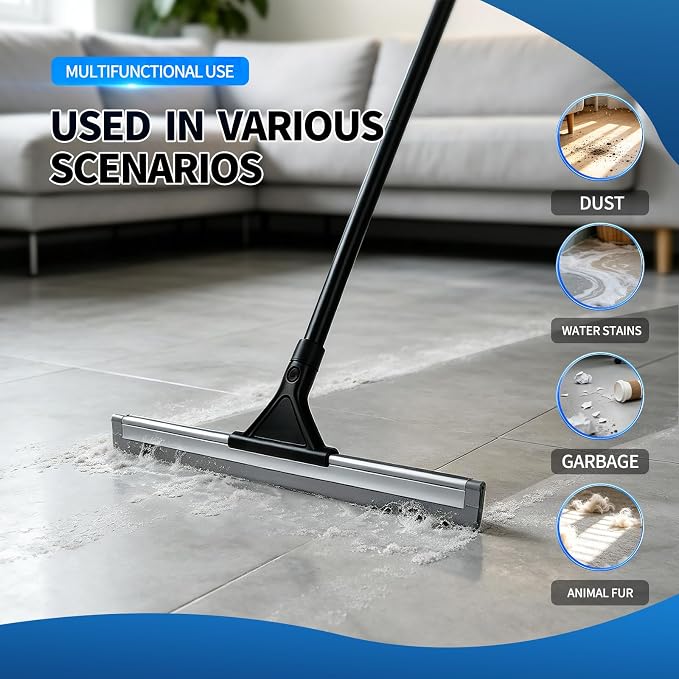 Rubber Floor Heavy Duty Squeegee Mopping Wiper Cleaning Set Long Handle | V-shaped blade design, Extended Telescoping Handle For Homes, Garages, Concrete Floors, Patios, and Window Cleaning.