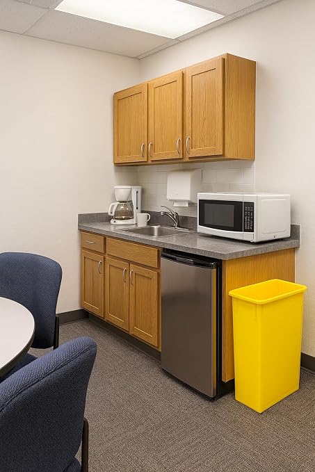 23 Gallon Slim Recycle Bin – Space-Saving Rectangular Recycling Container with Handles, Durable Plastic, Stackable Design for Office, School, Restaurant & Home Use (Yellow)