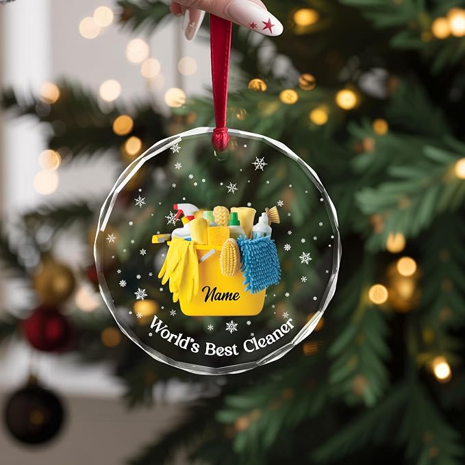 Personalized Cleaning Tools Ornament, Custom Housekeeping Christmas Tree Decoration, Holiday Keepsake Gift for Cleaners, Janitors, Pressure Washers, Housekeepers, Maids and Cleaning Lovers (Clean 1)