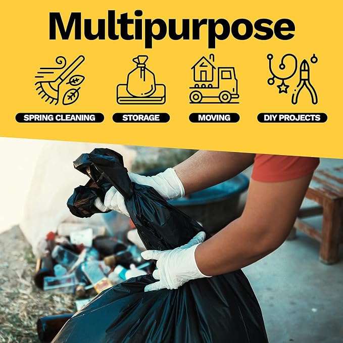 ToughBag 55-60 Gallon Trash Bags (100 Count) – 40’ x 54’ Extra Large Garbage Bags Medium Duty, Industrial & Commercial Black Trash Bags - Made in USA