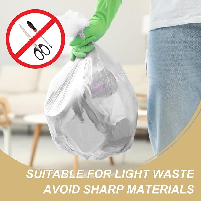 2.6 Gallon Mini Clear Trash Bag - Small Garbage Bags For Bathroom Can 105 Count 10 Liter Plastic Unscented Tiny Waste Basket Little Liners Kitchen Office Car Strong Thick Bulk Inwaysin
