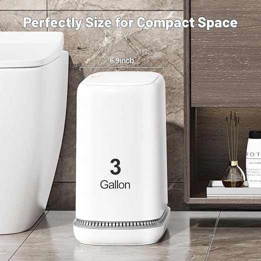 3.3 Gallon Slim Garbage Can with Lid and 75 Counts trash bag