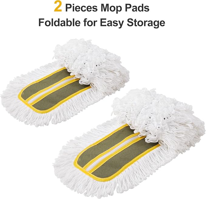 CLEANHOME 24" Commercial Dust Mop with 59" Extendable Long Handle | Heavy Duty Floor Mop, Hotel Gym Garage Hospital Household Cleaning Supplies, For Hardwood, Tiles, Marble Floors