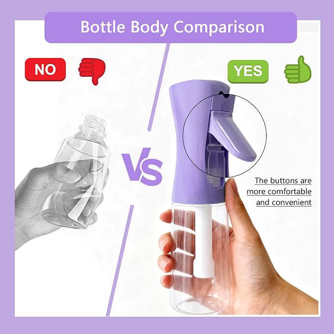 Spray Bottle for Hair Continuous Ultra Fine Mist (300ml) 360° Multi Spray Bottle for Plants, Cleaning, Skin Care Leakproof & Durable 2 Pack