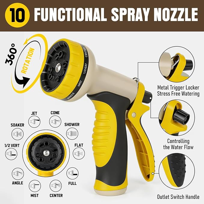 Heavy Duty Garden Hose 35ft, NON-EXPANDABLE Flexible Water Hose, Kink Resistant Lightweight Hybrid Hose, Leakproof Hose Male to Female Fittings