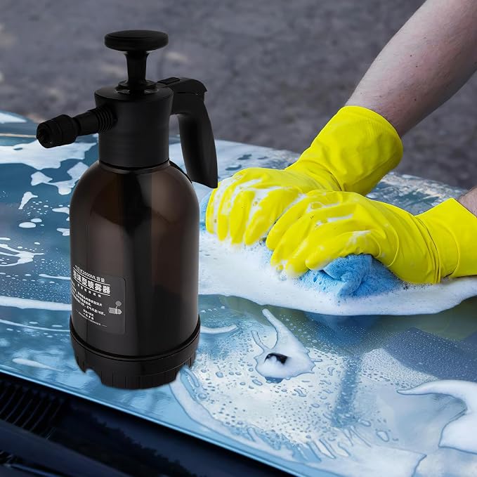 2l Handheld Foam Pump Sprayer for Car Cleaning and Garden Use, Manual Pressurized Plastic Bottle with Extended Use and Pressure Foam Technology, for Watering Plants and Car