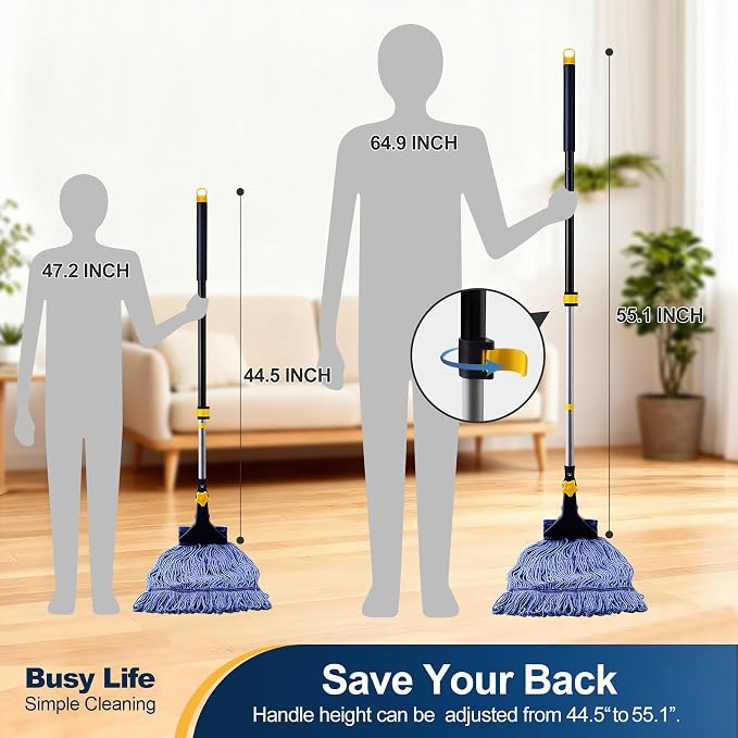 Yocada Looped-End String Wet Mop Head Refill Replacement | Heavy Duty Cotton Commercial Industrial Grade Floor Cleaning