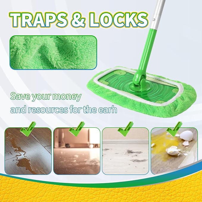 AmaVins Reusable 100% Coral Fleece Mop Pads Compatible with Swiffer | 3 Pack, Wet and Dry Flat Cover, Washable Wet Pads Refill, For Surface/Hardwood Floor Cleaning, Mop is Not Included