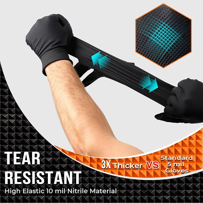 10 Mil Heavy Duty Diamond Texture Nitrile Gloves, Large, 1000 Ct | High-Volume Bulk Supply for Commercial Teams, Continuous Daily Use with Fewer Reorders & Better Cost Control