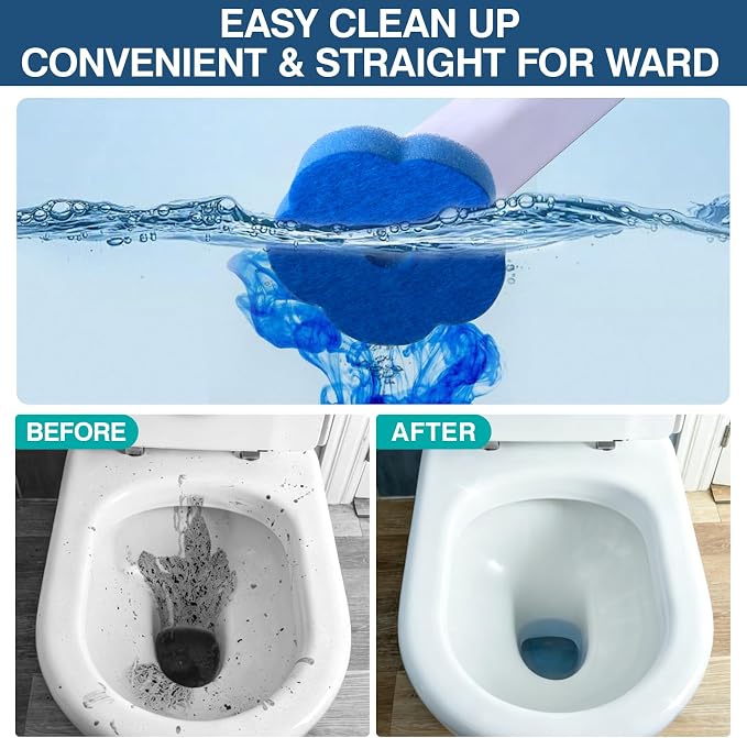 Disposable Toilet Brush with 136 Refills, Toilet Bowl Wand and Holder, White Toilet Cleaning Brush, Toilet Bowl Wand Kit Wall-Mounted, Toilet Brush Refill for Efficient and Deep Scrub Toilet
