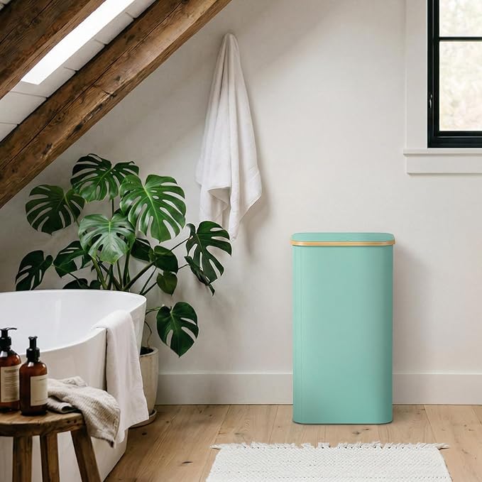 Lifewit 105L Laundry Basket with Lid, Clothes Hampers for Laundry with Bamboo Handles and 1 Removable Bag, Large Foldable Laundry Hamper for Bedroom, Bathroom, Dorm, Laundry Room, Sage Green