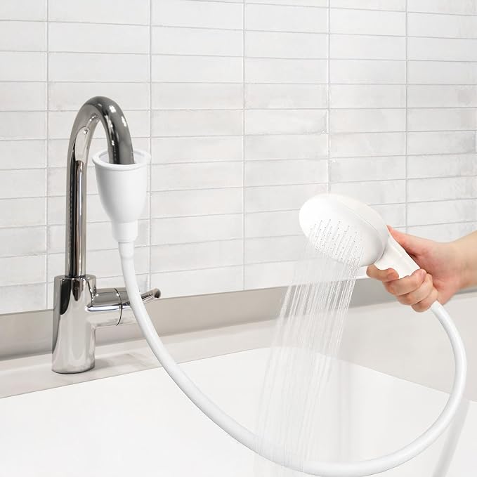 Diane Portable Shampoo Sink Spray Hose for Salon or Home, 41.5 Inch Sink Attachment with Nozzle for Hair Washing, Baby & Pet Baths, Fits Most Standard Faucets, White, 1" Diameter