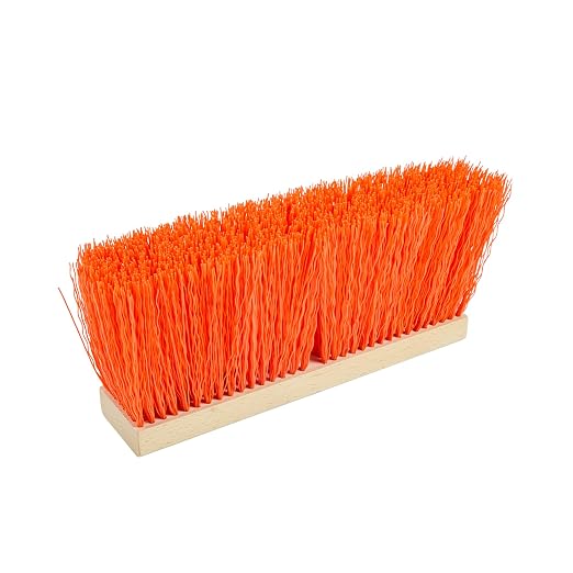Restaurantware-BROOM HEAD ONLY: Clean Tek Professional 16-Inch Push Broom Head, 1 Heavy-Duty Push Cleaning Tool - Handle Sold Separately, Heavy Unflagged Bristles, Black Plastic, Outdoor