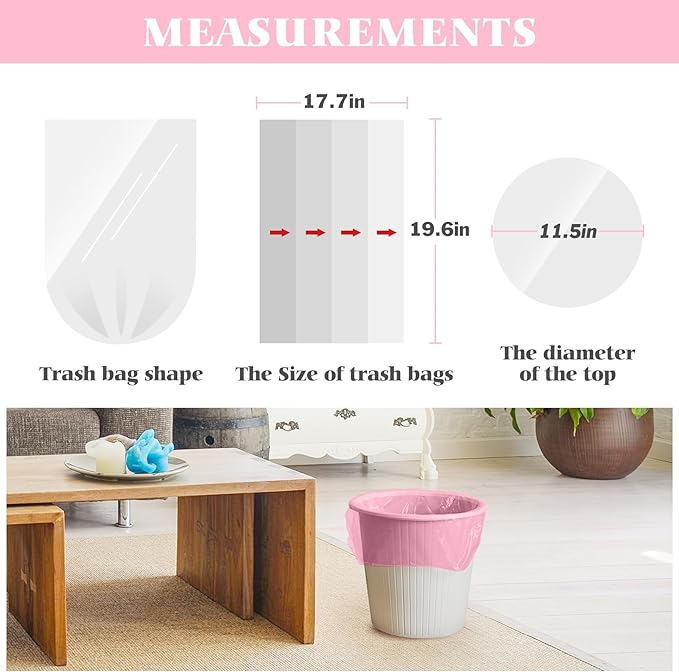Teivio Small Colorful Clear Trash Bags 4 Gallon 300 Count Garbage Bags | Fit 12-15 Liters,3.5,3.8,4,4.5Gal,Multicolor Mini Plastic Waste Basket Bins Can Liners for Bathroom Office Car dog poop bags