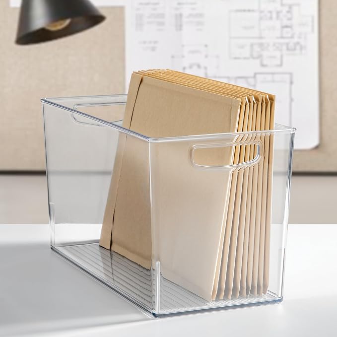 iDesign Pantry Bin with Handles, Clear | Kitchen Storage, For Cabinets, For Pantry, For Fridge