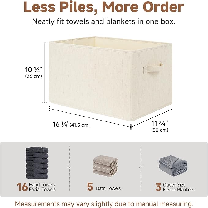 StorageWorks Closet Storage Bins, Beige(NaturWeave Fabric), Extra Large | Closet Organizers and Storage Bins, Shelf Baskets for Clothes Storage, Fabric Storage Bins for Organization